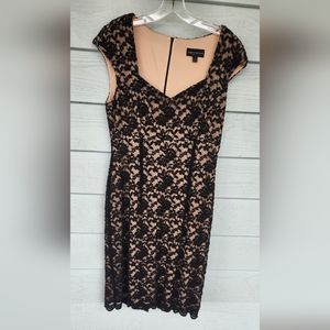 Connected Black & Tan Lace Dress, Size 8